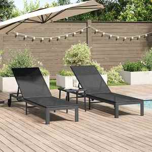vidaXL Șezlong cu pernă 2 pcs Negru 40 x 39 x 40.5cm poliratan imagine