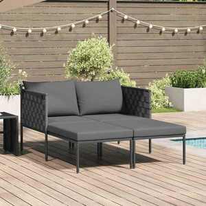 vidaXL Șezlong cu pernă 2-persoană Antracit 115 x 153 x 69.5cm Oțel imagine