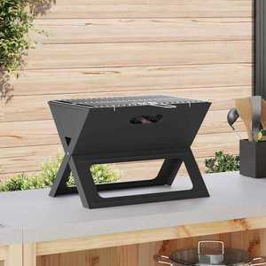 vidaXL Grătar exterior Negru 46 x 30 x 31 cm Oțel imagine