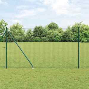 vidaXL Stâlpi de Gard Manual 13 pcs Verde Ø32mm 180 cm Oțel galvanizat imagine