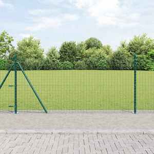 vidaXL Stâlpi de Gard Manual 13 pcs Verde Ø32mm 90 cm Oțel galvanizat imagine