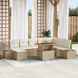 vidaXL Set de masă pentru grădină cu pernă 9 pcs Bej și crem imagine