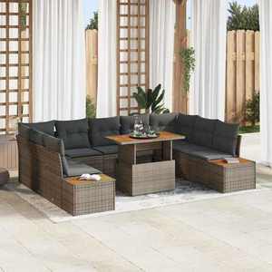vidaXL Set de masă pentru grădină 10 pcs Gri și Brown 100 x 55 x 73 cm imagine