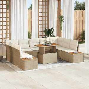 vidaXL Set de masă pentru grădină 10 pcs Bej și crem 100 x 55 x 73 cm imagine