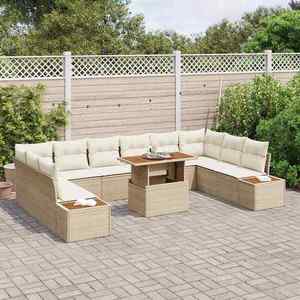 vidaXL Set de masă pentru grădină 11 pcs Bej și crem 100 x 55 x 73 cm imagine