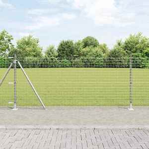 vidaXL Stâlp de gard. 26 pcs Argintiu 3.2 x 3.2 x 140 cm Oțel imagine