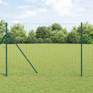 vidaXL Îngrădire cu stâlpi Verde 1.5 x 10 m Oțel imagine