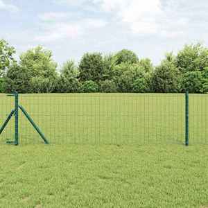 vidaXL Îngrădire cu stâlpi Verde 0.4 x 25 m Oțel imagine
