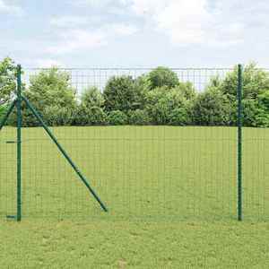 vidaXL Îngrădire cu stâlpi Verde 1.5 x 10 m Oțel imagine