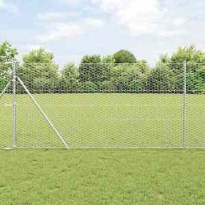 vidaXL Gard hexagonal Argintiu 1.4 x 25 m Oțel galvanizat imagine