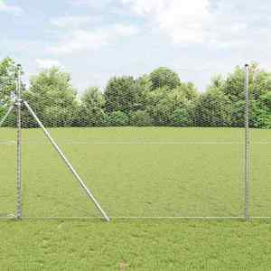 vidaXL Gard hexagonal Argintiu 1.6 x 50 m Oțel galvanizat imagine