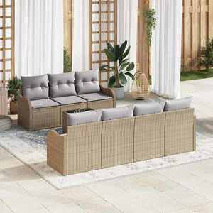 vidaXL Set de canapele pentru grădină 8 pcs Bej și gri 55 x 55 x 37 cm imagine