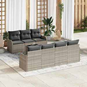 vidaXL Set de canapele pentru grădină 8 pcs Gri deschis și gri închis imagine