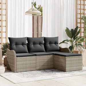 vidaXL Set de canapele pentru grădină 4 pcs Gri deschis Rattan poli imagine
