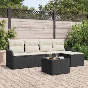 vidaXL Set de canapele pentru grădină cu pernă 6 pcs Maro Rattan poli imagine