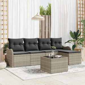 vidaXL Set de canapele pentru grădină cu pernă 6 pcs Gri Rattan poli imagine