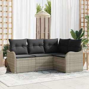 vidaXL Set de canapele pentru grădină 4 pcs Gri deschis Rattan poli imagine