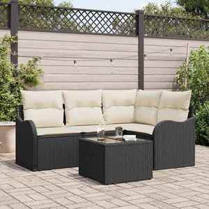 vidaXL Set de canapele pentru grădină cu pernă 5 pcs Maro Rattan poli imagine