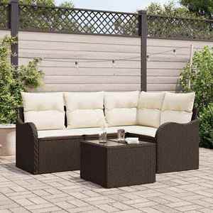 vidaXL Set de canapele pentru grădină cu pernă 5 pcs Gri Rattan poli imagine