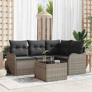 vidaXL Set de canapele pentru grădină cu pernă 5 pcs Negru Rattan poli imagine