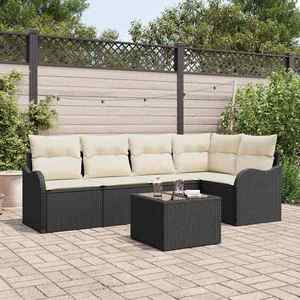vidaXL Set de canapele pentru grădină cu pernă 6 pcs Maro Rattan poli imagine
