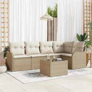 vidaXL Set de canapele pentru grădină cu pernă 6 pcs Maro Rattan poli imagine