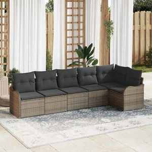 vidaXL Set de canapele pentru grădină cu pernă 6 pcs Gri Rattan poli imagine