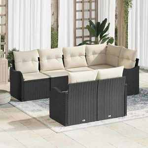 vidaXL Set de canapele pentru grădină cu pernă 7 pcs Negru Rattan poli imagine
