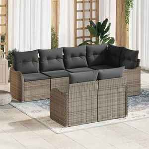 vidaXL Set de canapele pentru grădină cu pernă 7 pcs Gri Rattan poli imagine