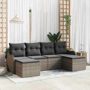 vidaXL Set de canapele pentru grădină cu pernă 6 pcs Gri Rattan poli imagine