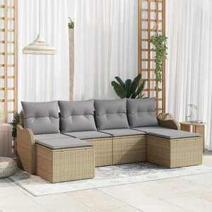 vidaXL Set de canapele pentru grădină 6 pcs bej și gri deschis imagine