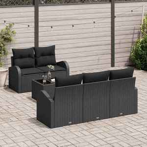 vidaXL Set de canapele pentru grădină 6 pcs Negru 55 x 55 x 37 cm imagine
