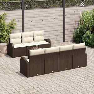 vidaXL Set de canapele pentru grădină 8 pcs Maro, Crem 55 x 55 x 37 cm imagine