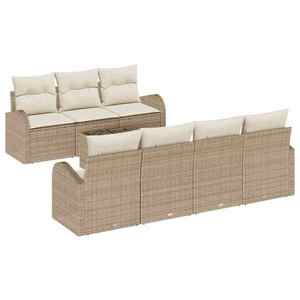 vidaXL Set de canapele pentru grădină cu pernă 8 pcs Bej și crem imagine
