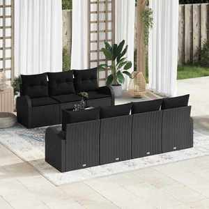 vidaXL Set de canapele pentru grădină 8 pcs Negru 55 x 55 x 37 cm imagine