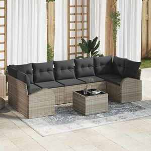 vidaXL Set de canapele pentru grădină 8 pcs Gri deschis și gri închis imagine