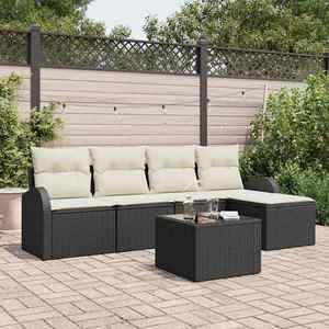 vidaXL Set de canapele pentru grădină 6 pcs Negru și alb Rattan poli imagine