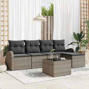 vidaXL Set de canapele pentru grădină cu pernă 6 pcs Gri Rattan poli imagine