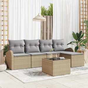 vidaXL Set de canapele pentru grădină 6 pcs bej și gri deschis imagine