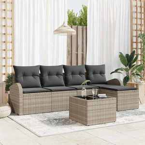 vidaXL Set de canapele pentru grădină 6 pcs Gri deschis Rattan poli imagine