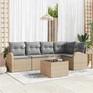 vidaXL Set de canapele pentru grădină 6 pcs bej și gri deschis imagine