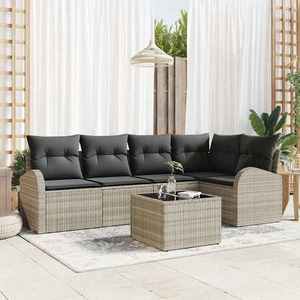 vidaXL Set de canapele pentru grădină 6 pcs Gri deschis Rattan poli imagine