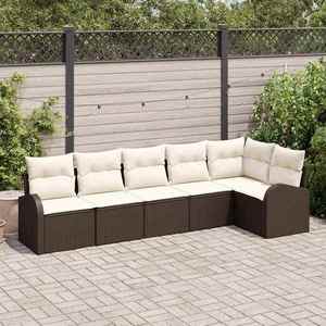vidaXL Set de canapele pentru grădină 6 pcs maro și alb Rattan poli imagine