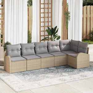 vidaXL Set de canapele pentru grădină 6 pcs bej și gri deschis imagine