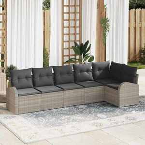vidaXL Set de canapele pentru grădină 6 pcs Gri deschis Rattan poli imagine