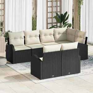 vidaXL Set de canapele pentru grădină 7 pcs Negru și alb Rattan poli imagine