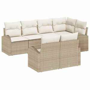 vidaXL Set de canapele pentru grădină 7 pcs Bej și alb Rattan poli imagine