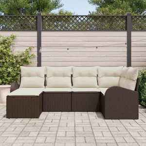 vidaXL Set de canapele pentru grădină 6 pcs maro și alb Rattan poli imagine
