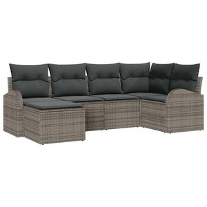 vidaXL Set de canapele pentru grădină cu pernă 6 pcs Gri Rattan poli imagine