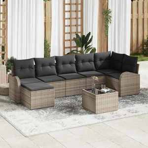 vidaXL Set de canapele pentru grădină 8 pcs Gri Rattan poli imagine